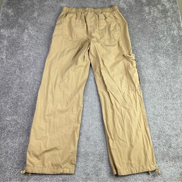 Aerie Cargo Pants Women’s Medium Tan Straight High Rise Elastic Waist Drawstring - Picture 3 of 15